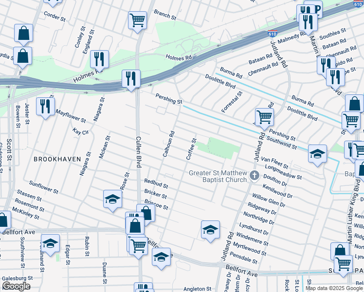 map of restaurants, bars, coffee shops, grocery stores, and more near 4823 Lingonberry Street in Houston