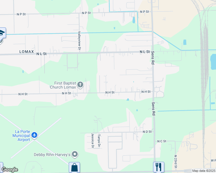 map of restaurants, bars, coffee shops, grocery stores, and more near 2209 Shirley Lane in La Porte