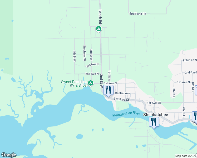 map of restaurants, bars, coffee shops, grocery stores, and more near 107 2nd Street West in Perry