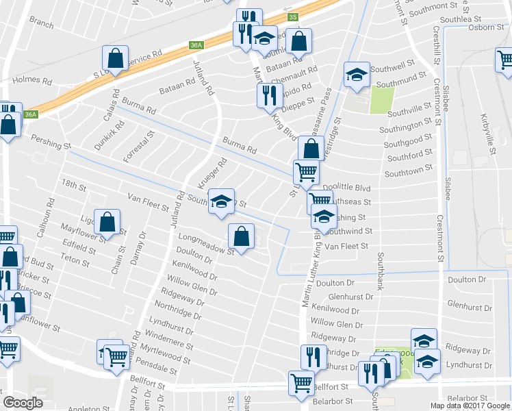 map of restaurants, bars, coffee shops, grocery stores, and more near 7350 Remegan Road in Houston