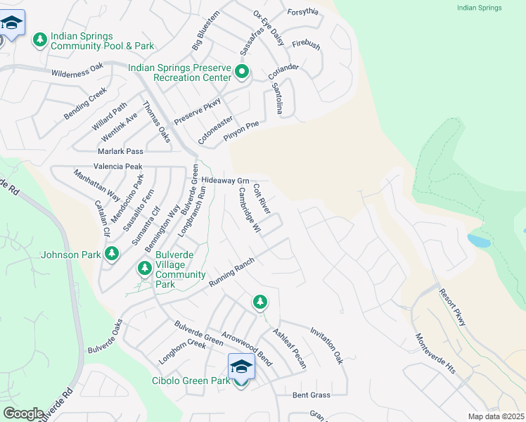map of restaurants, bars, coffee shops, grocery stores, and more near 25307 Colt River in San Antonio