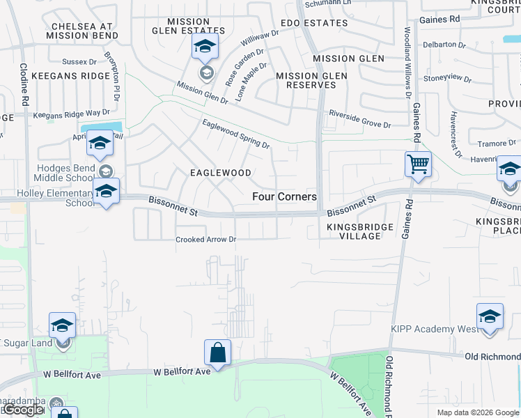 map of restaurants, bars, coffee shops, grocery stores, and more near 9534 Sedge Wren Court in Houston