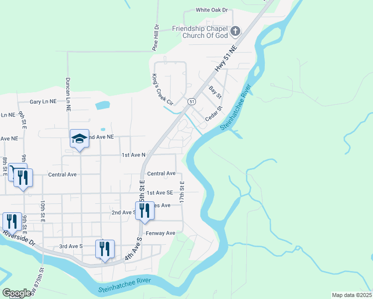 map of restaurants, bars, coffee shops, grocery stores, and more near 230 Winslow Street Northeast in Steinhatchee