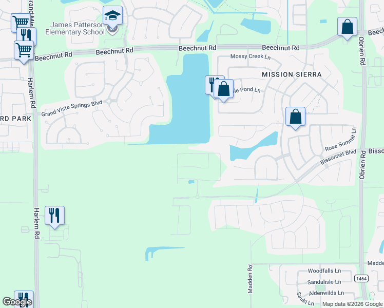map of restaurants, bars, coffee shops, grocery stores, and more near Sonora Brook Lane in Richmond