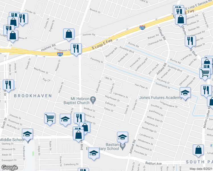 map of restaurants, bars, coffee shops, grocery stores, and more near 4823 Lingonberry Street in Houston