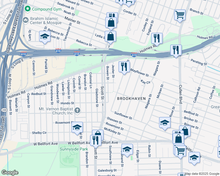 map of restaurants, bars, coffee shops, grocery stores, and more near 7926 Jester Street in Houston