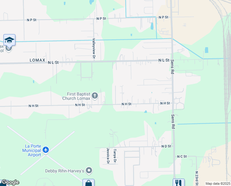 map of restaurants, bars, coffee shops, grocery stores, and more near 11315 North H Street in La Porte