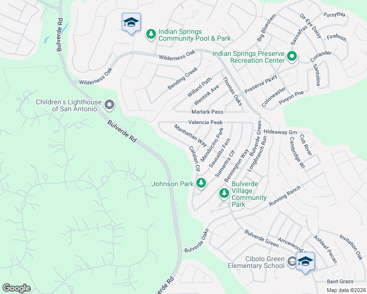 map of restaurants, bars, coffee shops, grocery stores, and more near 25003 Catalan Cliff in San Antonio