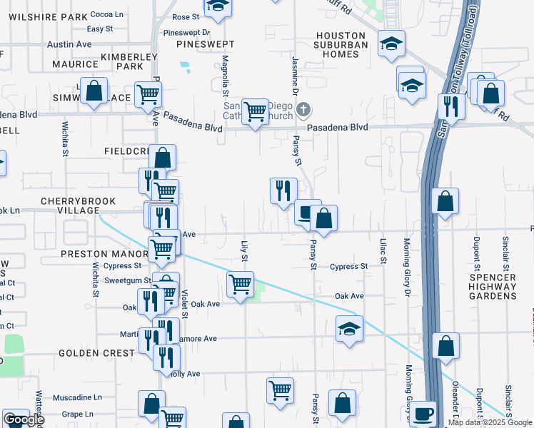 map of restaurants, bars, coffee shops, grocery stores, and more near 5031 Pine Avenue in Pasadena