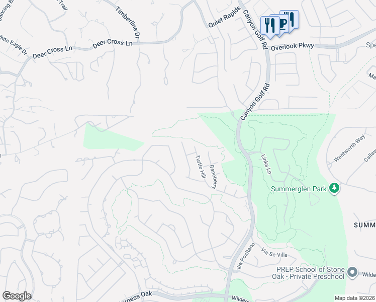 map of restaurants, bars, coffee shops, grocery stores, and more near 404 Turtle Hill in San Antonio