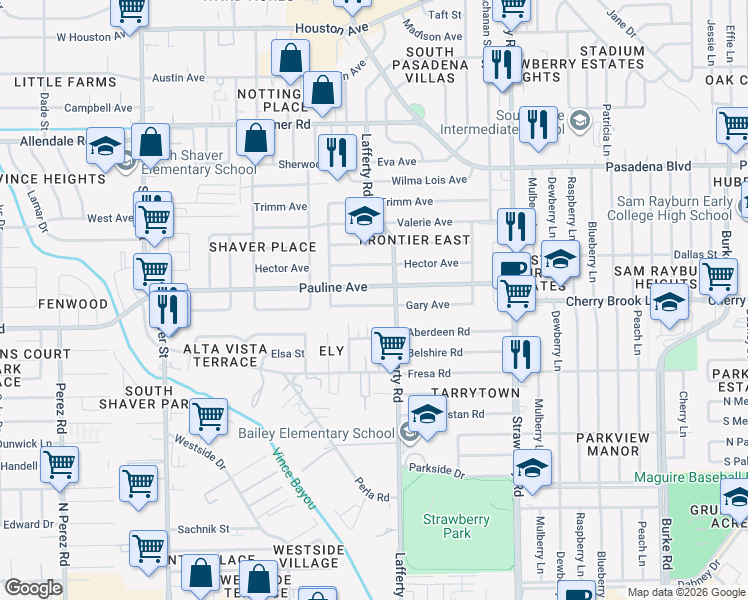 map of restaurants, bars, coffee shops, grocery stores, and more near 1002 Pauline Avenue in Pasadena