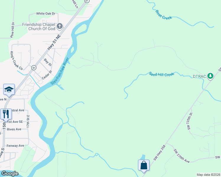 map of restaurants, bars, coffee shops, grocery stores, and more near in Steinhatchee