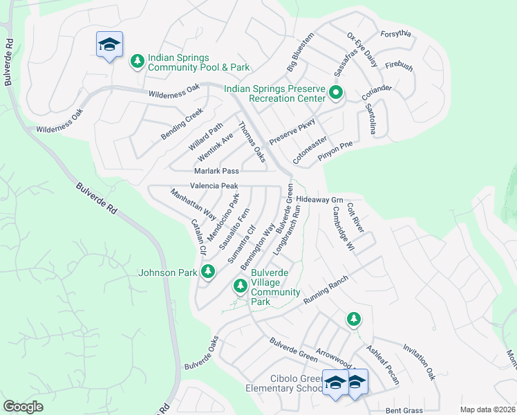 map of restaurants, bars, coffee shops, grocery stores, and more near 3827 Sumantra Cliff in San Antonio