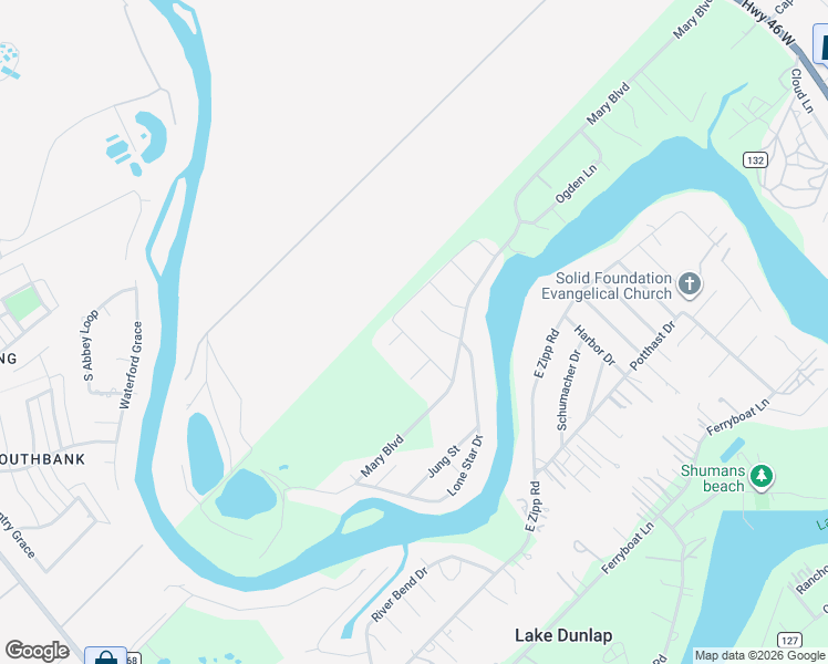 map of restaurants, bars, coffee shops, grocery stores, and more near 3 Broken Ski Circle in New Braunfels