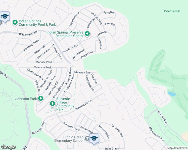 map of restaurants, bars, coffee shops, grocery stores, and more near 3779 Hideaway Green in San Antonio