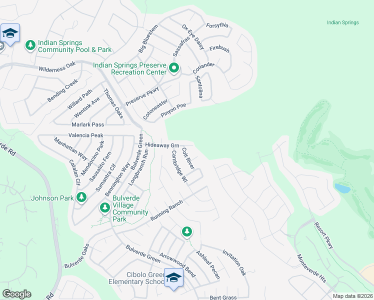 map of restaurants, bars, coffee shops, grocery stores, and more near 3779 Hideaway Green in San Antonio