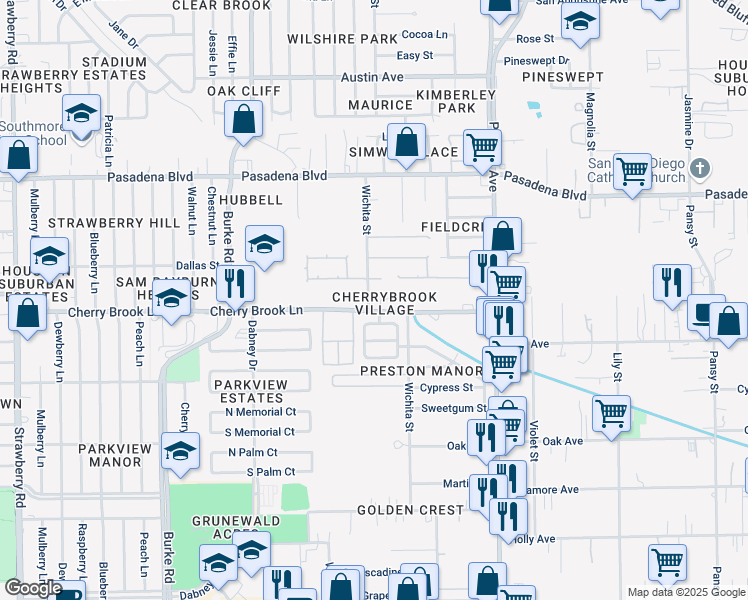 map of restaurants, bars, coffee shops, grocery stores, and more near 2507 Kings Court Drive in Pasadena
