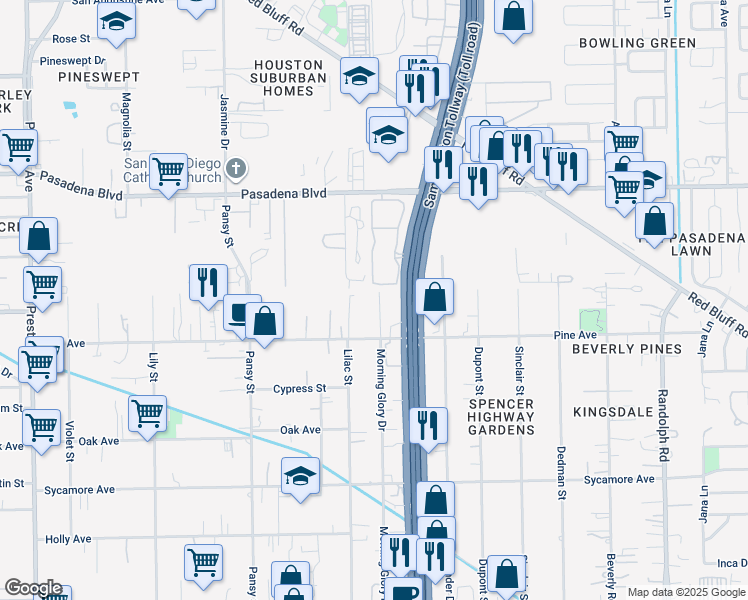 map of restaurants, bars, coffee shops, grocery stores, and more near 2427 Lilac Street in Pasadena
