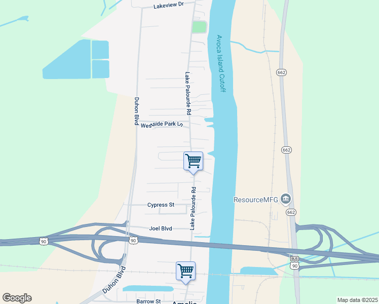 map of restaurants, bars, coffee shops, grocery stores, and more near 115-117 Baileys Lane in Morgan City