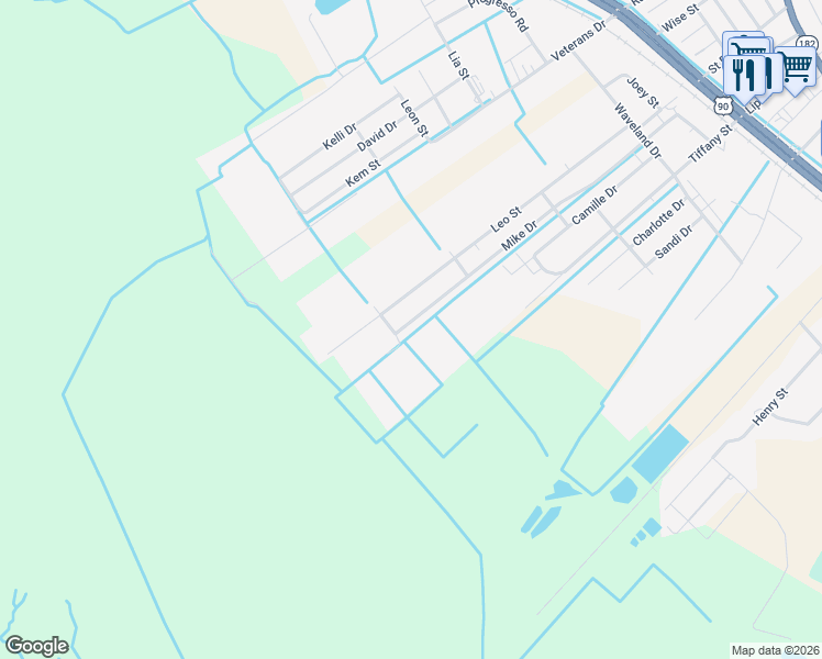 map of restaurants, bars, coffee shops, grocery stores, and more near 531 Mike Drive in Patterson
