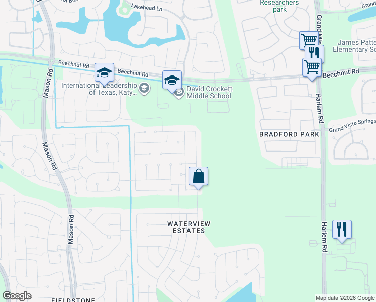 map of restaurants, bars, coffee shops, grocery stores, and more near 5918 Spring Sunrise Drive in Richmond
