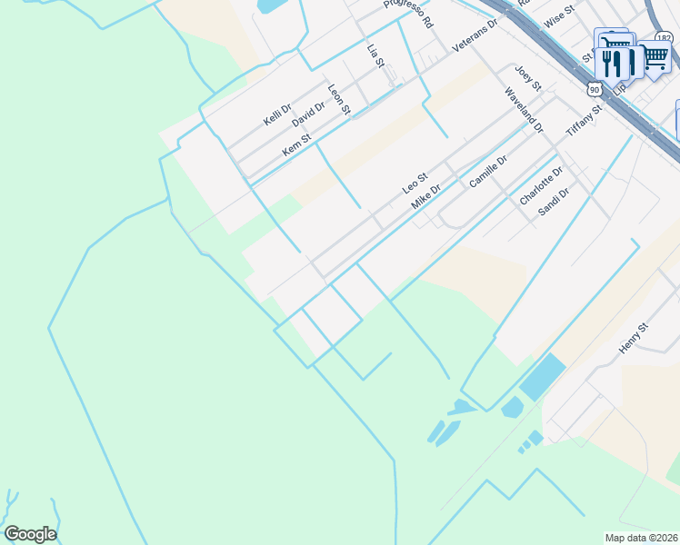 map of restaurants, bars, coffee shops, grocery stores, and more near 531 Mike Drive in Patterson