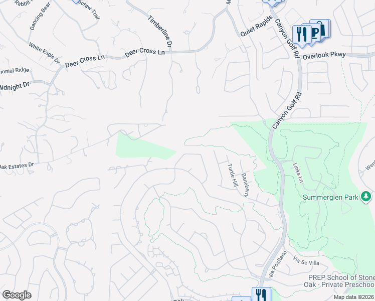 map of restaurants, bars, coffee shops, grocery stores, and more near 623 Sentry Hill in San Antonio