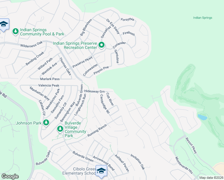 map of restaurants, bars, coffee shops, grocery stores, and more near 3779 Hideaway Green in San Antonio