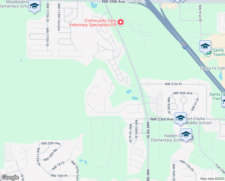 map of restaurants, bars, coffee shops, grocery stores, and more near 2631 Northwest 104th Court in Gainesville