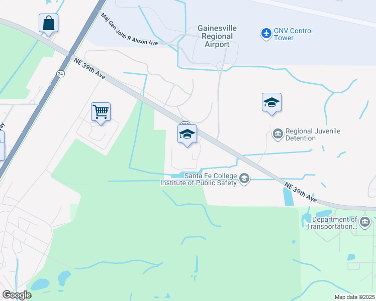 map of restaurants, bars, coffee shops, grocery stores, and more near 3333 Northeast 39th Avenue in Gainesville