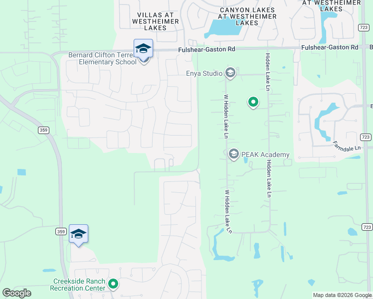 map of restaurants, bars, coffee shops, grocery stores, and more near 10419 West Hidden Lake Lane in Richmond
