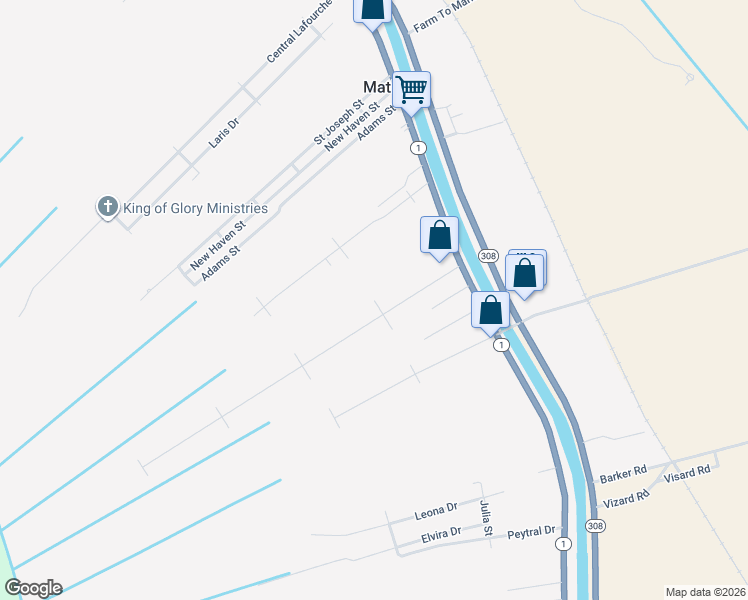 map of restaurants, bars, coffee shops, grocery stores, and more near Kennedy Drive in Mathews