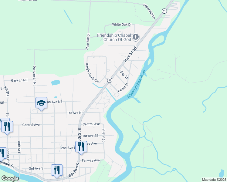 map of restaurants, bars, coffee shops, grocery stores, and more near 1706 Cedar Street in Steinhatchee