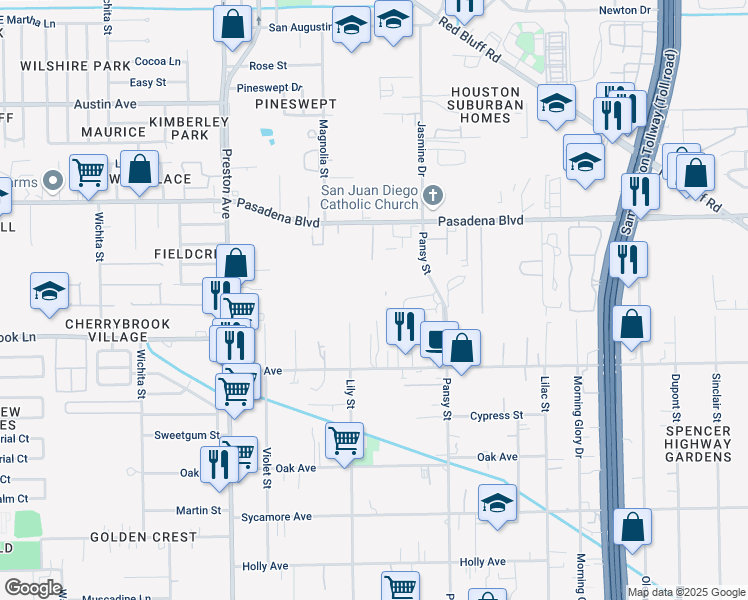 map of restaurants, bars, coffee shops, grocery stores, and more near 3222 Pasadena Boulevard in Pasadena