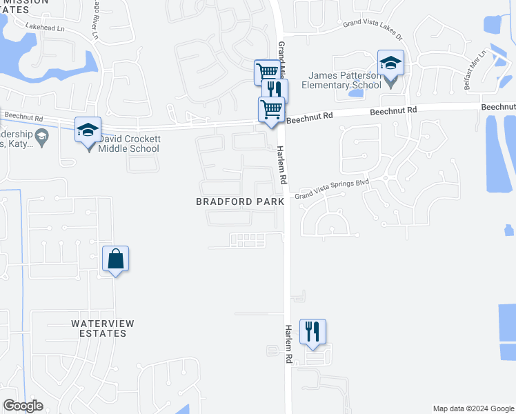 map of restaurants, bars, coffee shops, grocery stores, and more near 19126 Jordans Landing Lane in Richmond