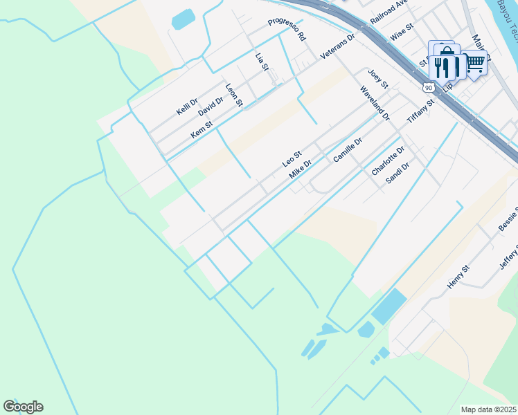 map of restaurants, bars, coffee shops, grocery stores, and more near 484-504 Mike Drive in Patterson