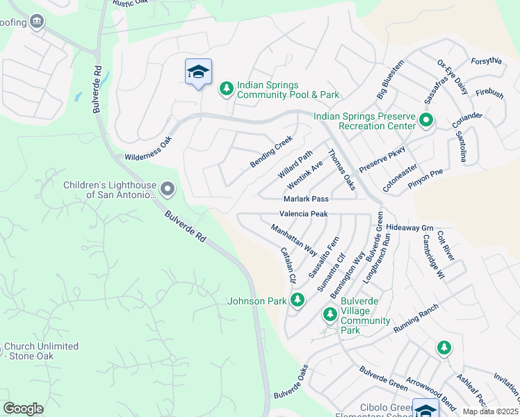 map of restaurants, bars, coffee shops, grocery stores, and more near 25506 Willard Path in San Antonio