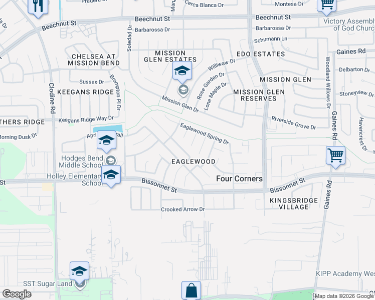 map of restaurants, bars, coffee shops, grocery stores, and more near 9339 Floral Crest Drive in Houston