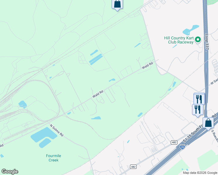 map of restaurants, bars, coffee shops, grocery stores, and more near 1909 Wald Road in New Braunfels