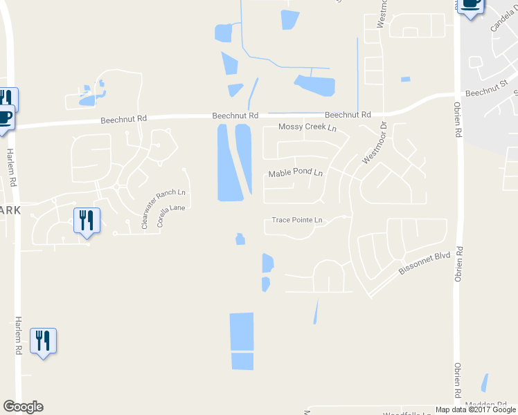 map of restaurants, bars, coffee shops, grocery stores, and more near 9122 Pecos Rose Lane in Richmond