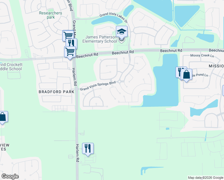 map of restaurants, bars, coffee shops, grocery stores, and more near 9111 Basin Ridge Lane in Richmond