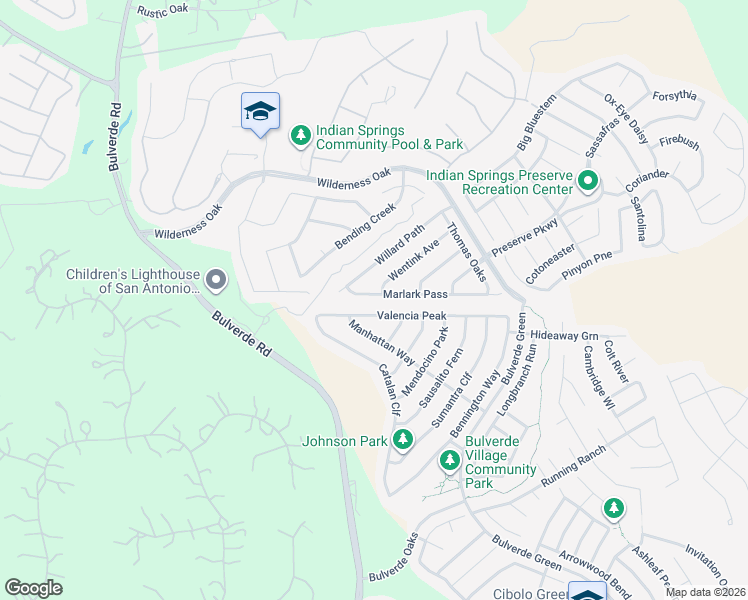 map of restaurants, bars, coffee shops, grocery stores, and more near 3326 Marlark Pass in San Antonio