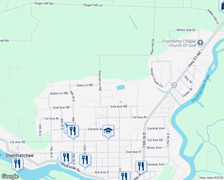 map of restaurants, bars, coffee shops, grocery stores, and more near 1122 Starke Lane in Steinhatchee
