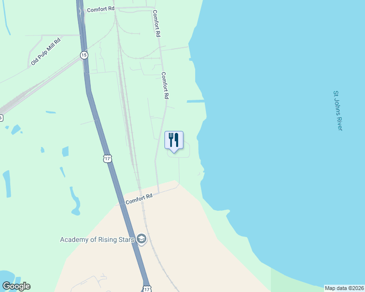 map of restaurants, bars, coffee shops, grocery stores, and more near 251 Crystal Cove Drive in Palatka