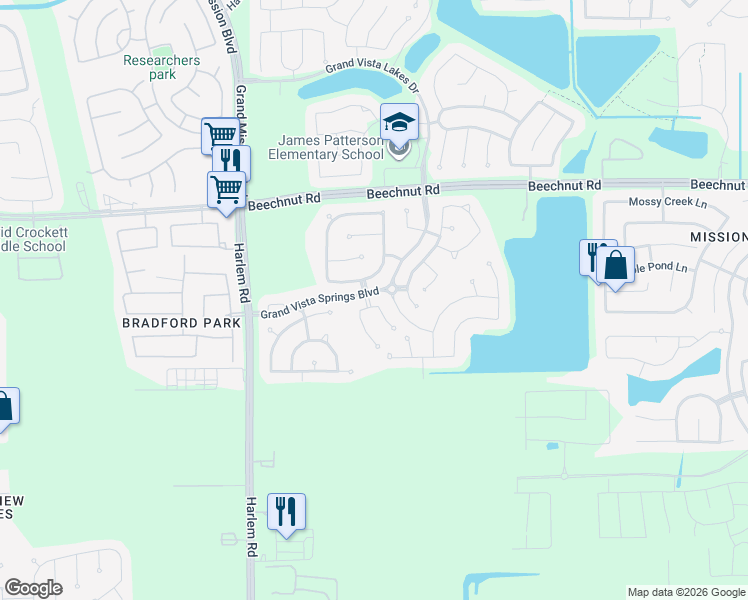 map of restaurants, bars, coffee shops, grocery stores, and more near 9111 Basin Ridge Lane in Richmond