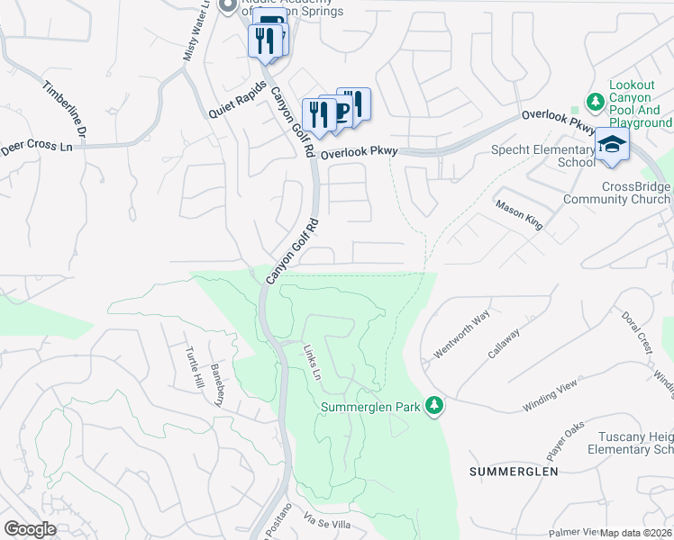 map of restaurants, bars, coffee shops, grocery stores, and more near 25715 Tranquil Rim in San Antonio