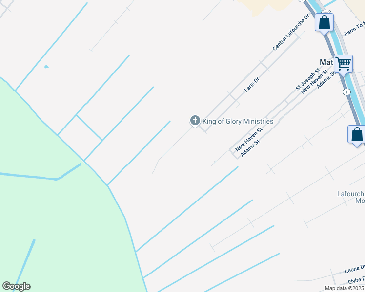 map of restaurants, bars, coffee shops, grocery stores, and more near 401-599 Central Lafourche Drive in Raceland