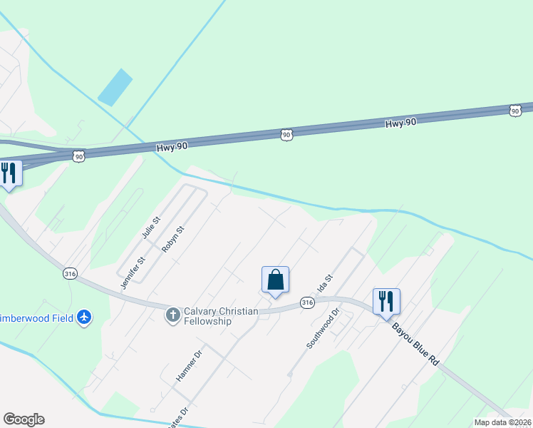 map of restaurants, bars, coffee shops, grocery stores, and more near 2935 Kiwi Avenue in Houma