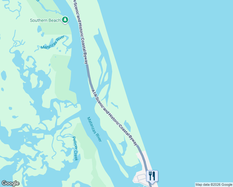 map of restaurants, bars, coffee shops, grocery stores, and more near 9369 Old A1A in St. Augustine