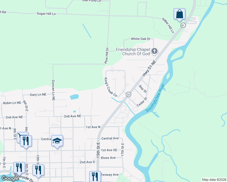 map of restaurants, bars, coffee shops, grocery stores, and more near 408 King's Creek Court in Steinhatchee